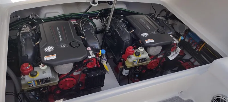 Slide: The Image of Twin engines in a 2024 Formula 290 BR boat, showcasing advanced marine engineering. - 35