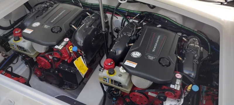 Slide: The Image of Twin engines in a 2024 Formula 290 BR boat, showcasing advanced marine engineering. - 37
