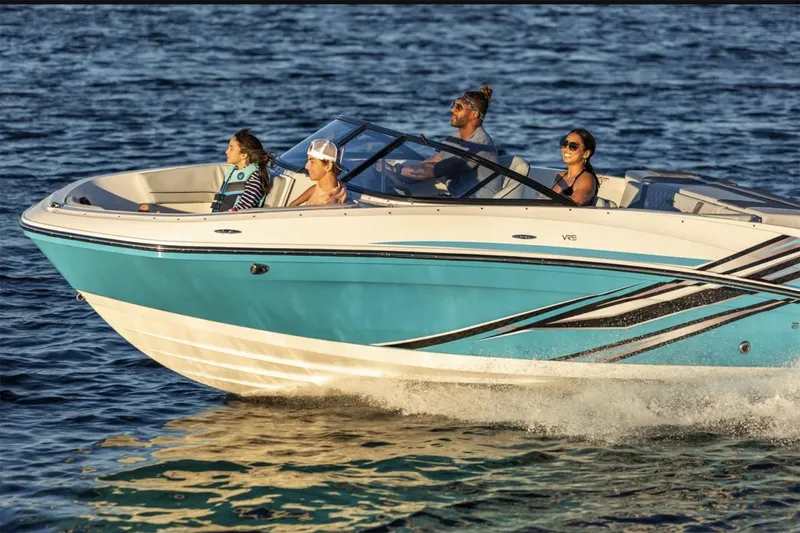 The Image of 2025 Bayliner VR5 Bowrider OB on trailer, displayed outdoors. - 0