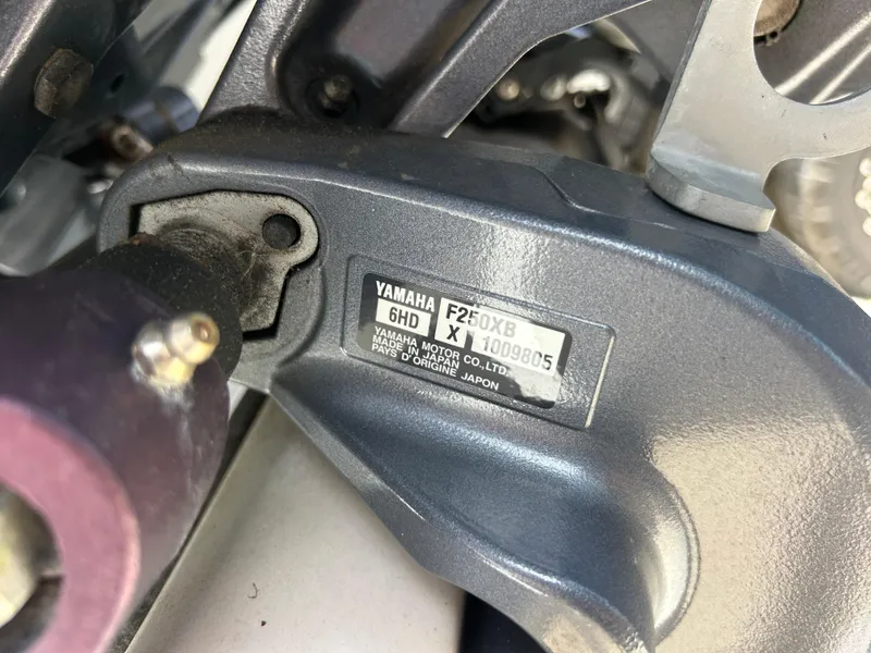Slide: The Image of Close-up of Yamaha F250XSB engine part on 2023 Key West 239 FS boat. - 20