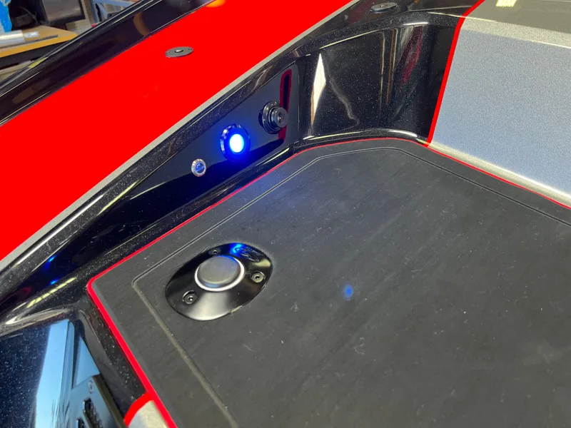 Slide: The Image of 2023 Daves Custom Boats M37R interior detail with sleek design and illuminated controls. - 15