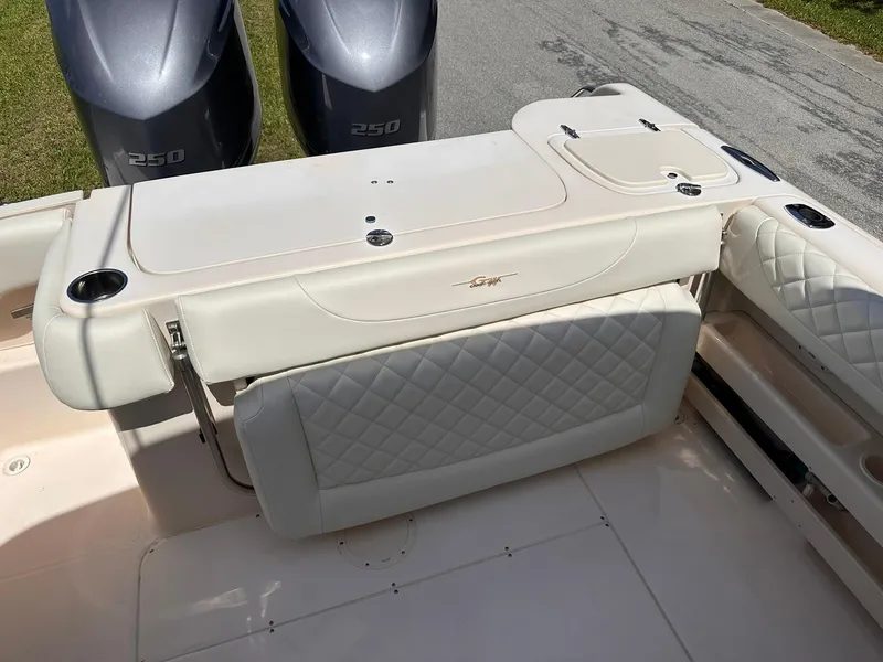Slide: The Image of Grady-White Freedom 275 boat interior with dual 250 engines, 2011 model. - 15