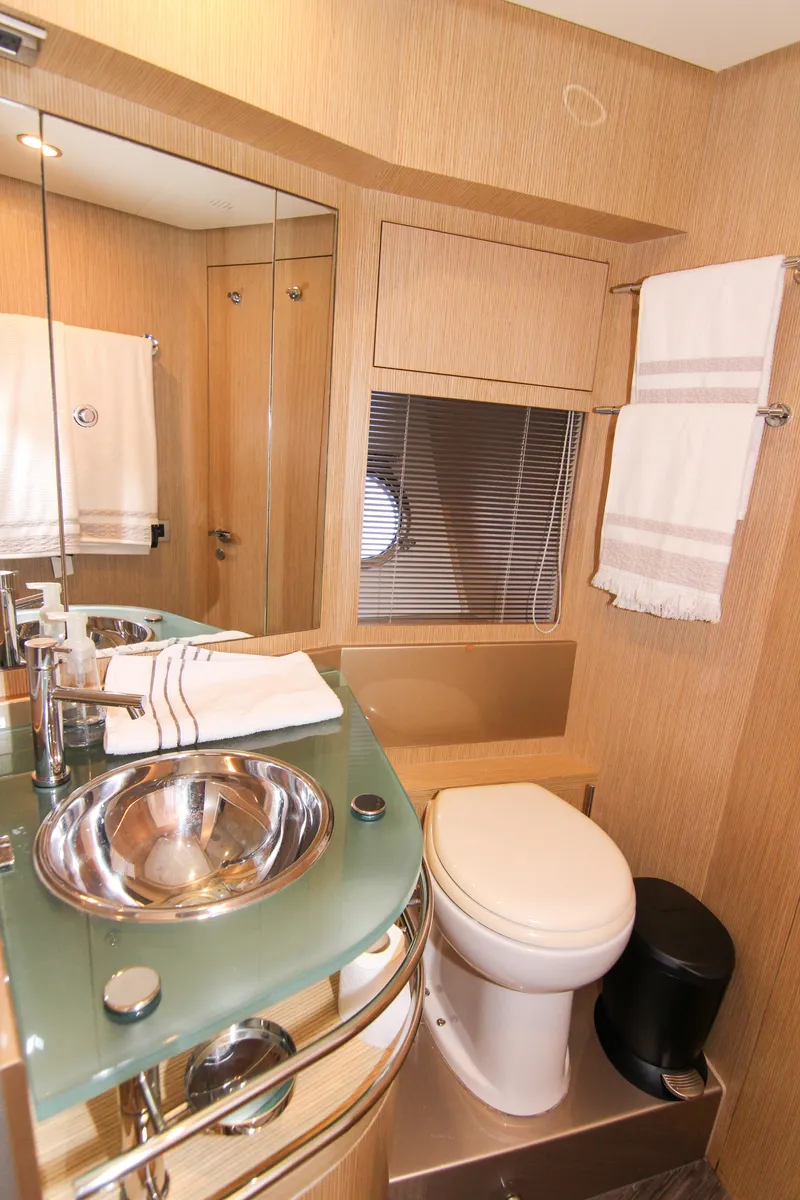 Slide: The Image of Luxurious bathroom in 2009 Riva 68' EGO SUPER yacht with modern fixtures and elegant design. - 18
