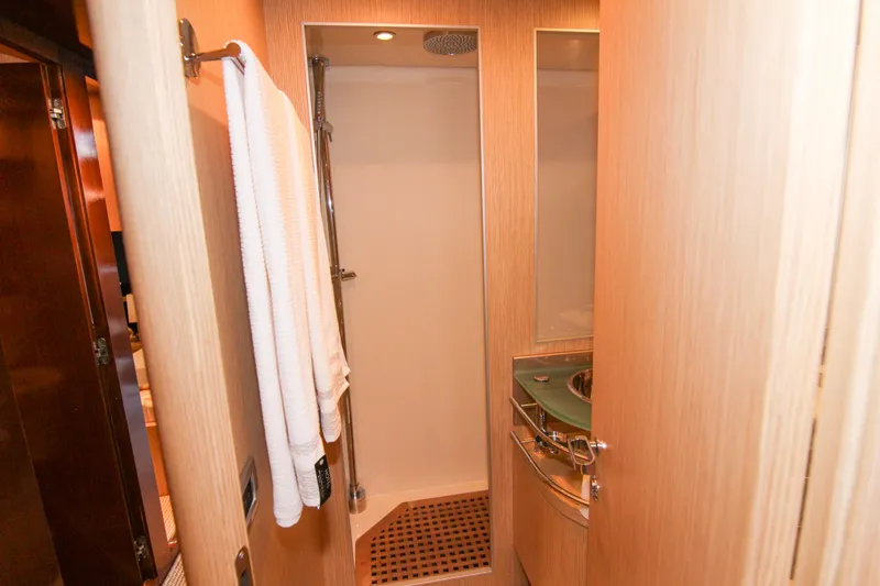 Slide: The Image of Luxurious bathroom interior of 2009 Riva 68' EGO SUPER yacht with modern shower. - 21