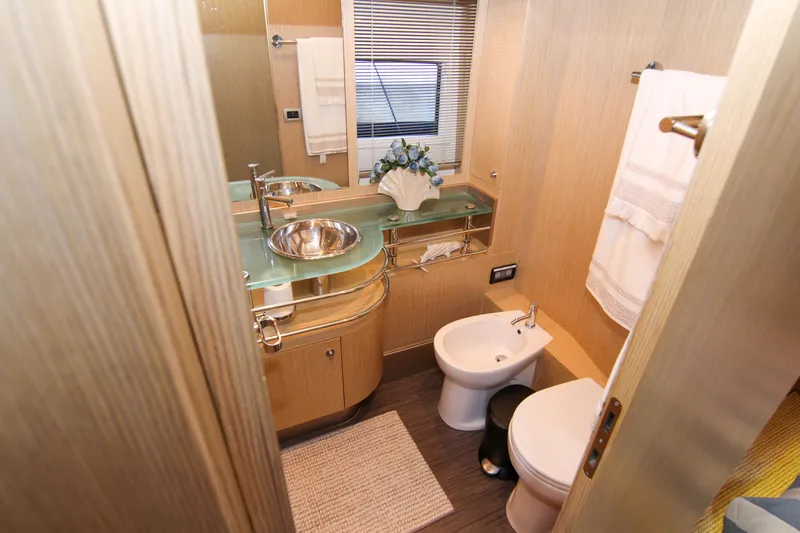 Slide: The Image of Luxurious bathroom in 2009 Riva 68' EGO SUPER yacht with modern fixtures and elegant design. - 23