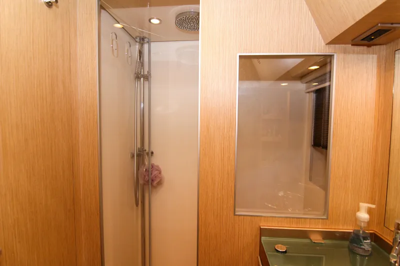 Slide: The Image of Luxury bathroom interior of 2009 Riva 68' EGO SUPER yacht with shower and mirror. - 38