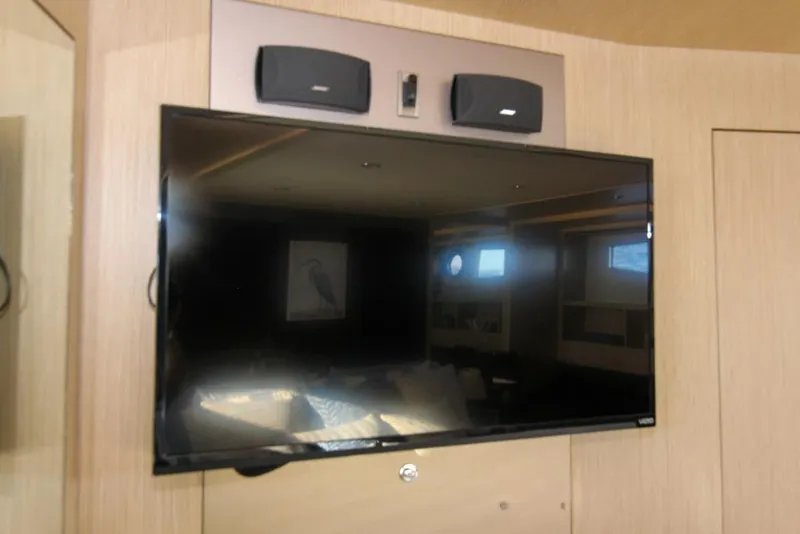 Slide: The Image of Flat-screen TV and speakers in 2009 Riva 68' EGO SUPER yacht interior. - 39