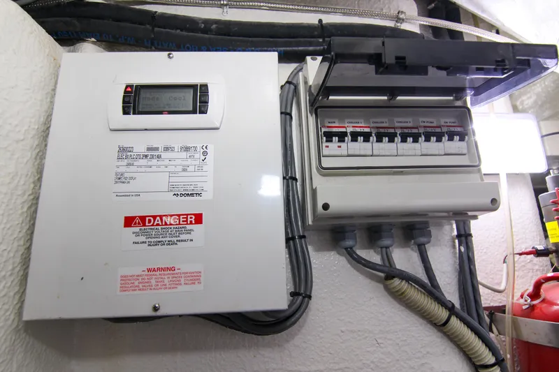 Slide: The Image of Electrical panel and control box on 2009 Riva 68' EGO SUPER yacht. - 49