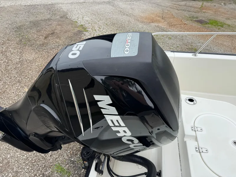 Slide: The Image of Mercury 150 outboard motor on a 2013 Boston Whaler 210 Montauk boat. - 19