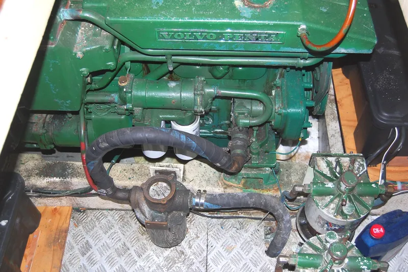 Slide: The Image of Engine compartment of 1983 Island Gypsy 36 Quad Cabin with Volvo Penta engine. - 45