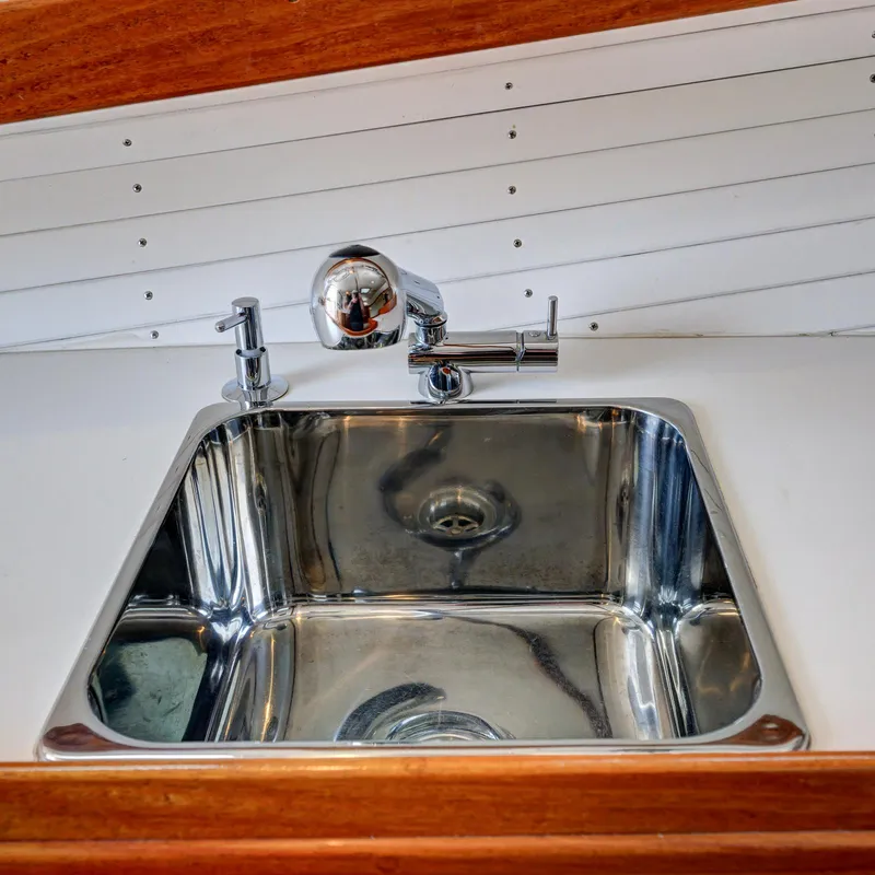 Slide: The Image of Stainless steel sink with modern faucet on a Holland Open 2008 boat. - 20