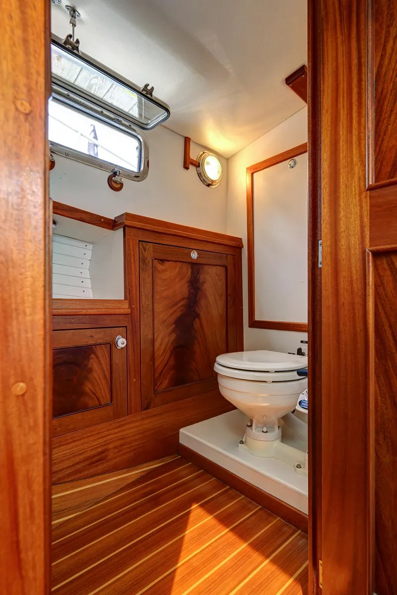 Slide: The Image of Luxurious wooden boat bathroom interior with toilet, Holland Open 2008 model. - 23