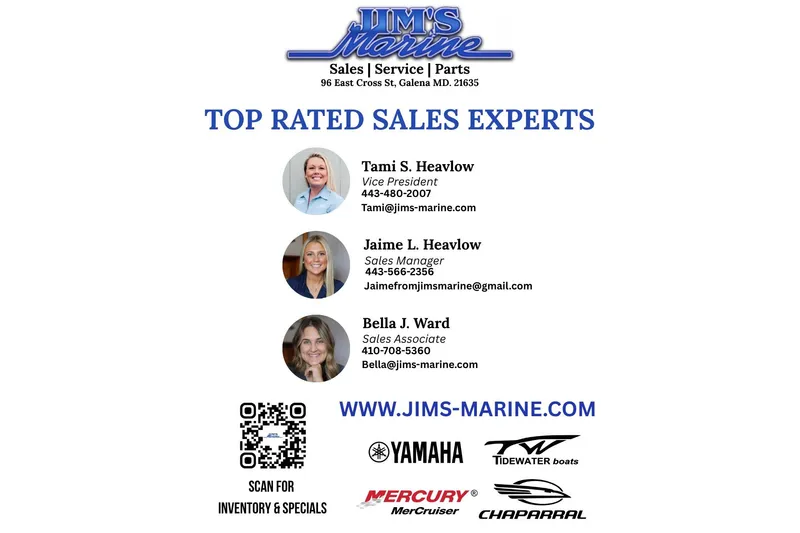 Slide: The Image of Chaparral 270 OSX 2025 boat on trailer, Jim's Marine top 30 dealer award. - 91