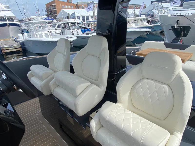 Slide: The Image of Luxurious seating on 2024 Solaris Power 40F open yacht at marina. - 27