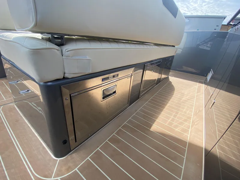 Slide: The Image of 2024 Solaris Power 40F Open yacht interior with sleek seating and modern design. - 35