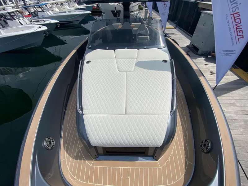 Slide: The Image of 2024 Solaris Power 40F Open yacht with sleek design and luxurious deck. - 40