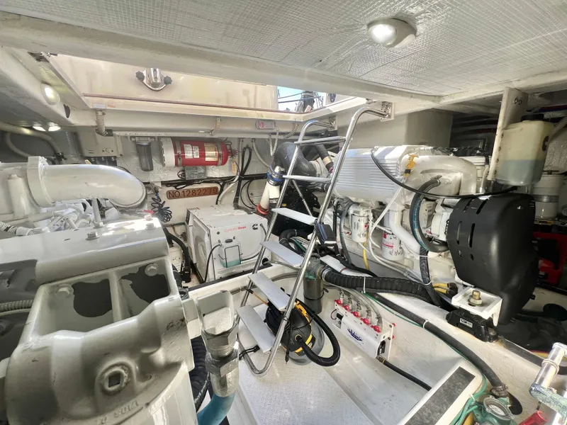 Slide: The Image of Engine room of 2017 Sabre 48 Salon Express with visible machinery and equipment. - 10