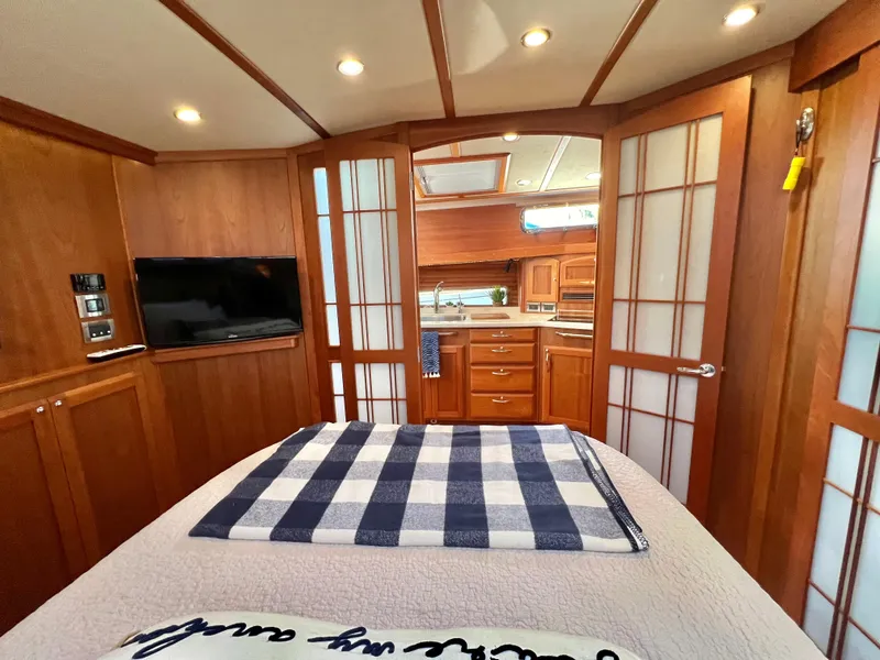 Slide: The Image of Interior of 2017 Sabre 48 Salon Express with wood finish. - 31
