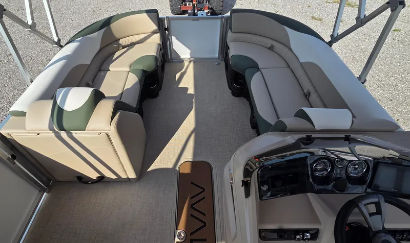Slide: The Image of 2025 Avalon Platinum LSZ 2585 Versatile Rear Bench interior with luxurious seating and modern dashboard. - 5