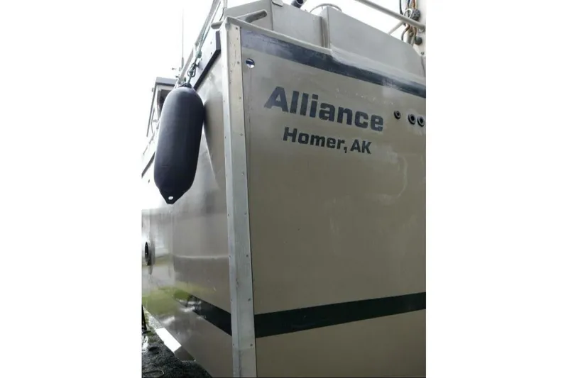 Slide: The Image of Custom Freestyle Marine 32 boat, 2022 model, named "Alliance" in Homer, AK. - 14