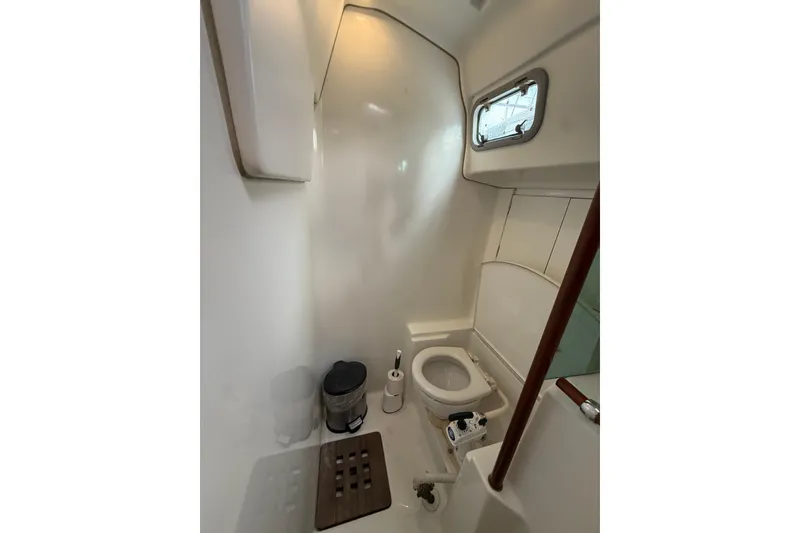 Slide: The Image of Bathroom interior of 1997 Beneteau Oceanis 40 CC sailboat, featuring compact design. - 35