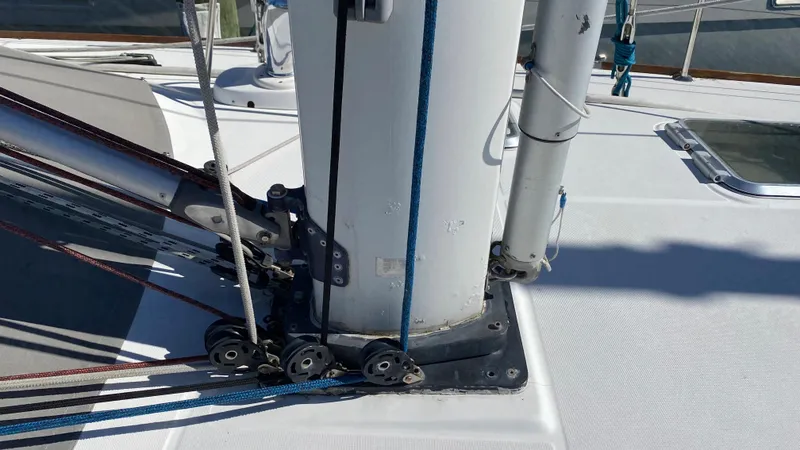 Slide: The Image of Deck view of 2008 Jeanneau Sun Odyssey 54 DS sailboat mast and rigging. - 11
