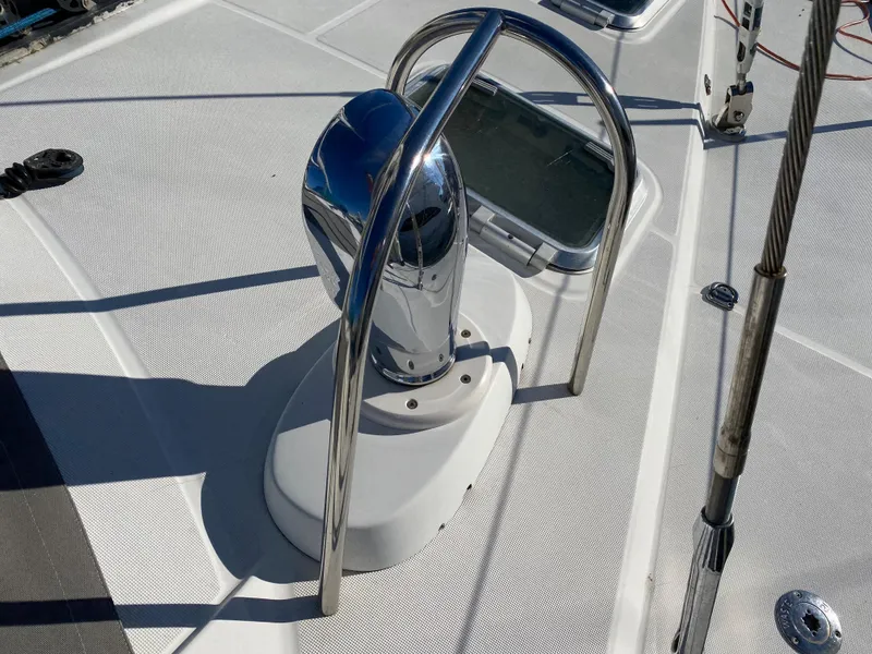 Slide: The Image of Deck detail of 2008 Jeanneau Sun Odyssey 54 DS sailboat with chrome fittings. - 16