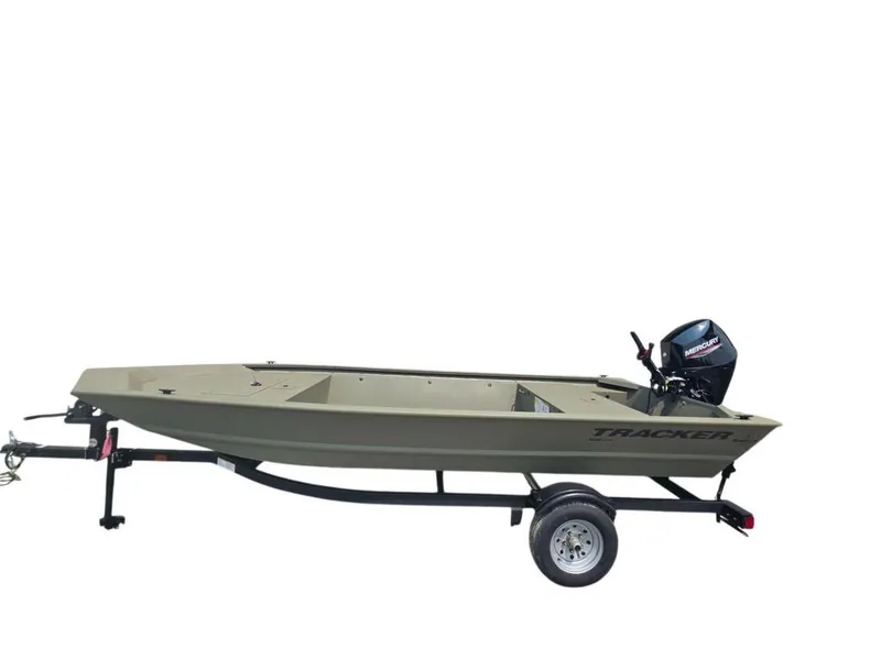 Slide: The Image of 2025 Tracker Grizzly 1648 Utility boat on trailer, side view. - 7