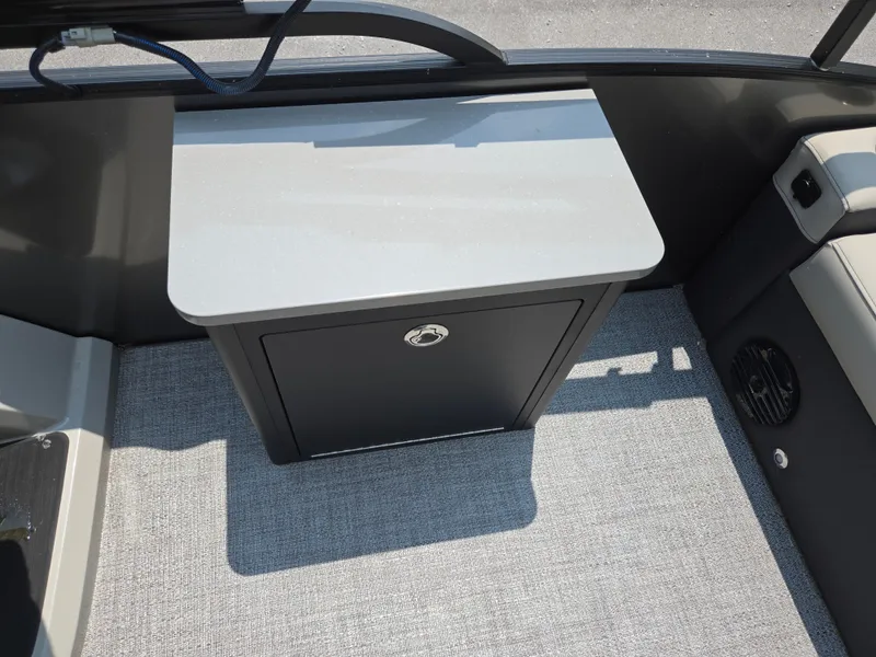 Slide: The Image of 2023 Barletta Cabrio 24UE interior with sleek storage cabinet and modern design. - 17