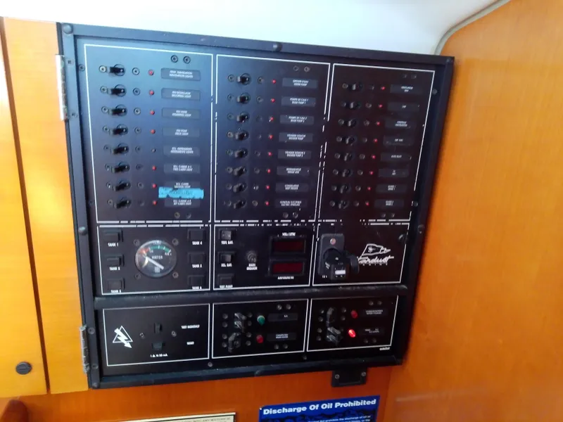 Slide: The Image of Electrical control panel on a 1995 Beneteau First 42s7 sailboat. - 45