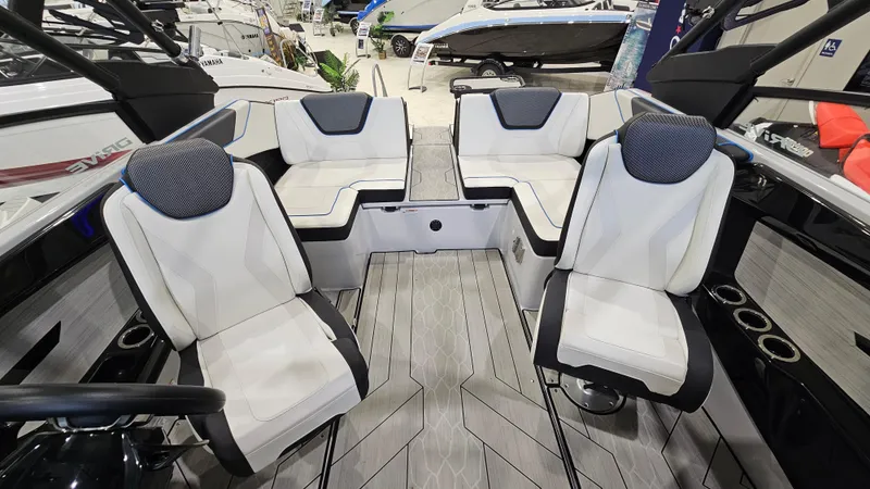 Slide: The Image of 2023 Yamaha Boats 222XD interior with stylish seating and modern design. - 7