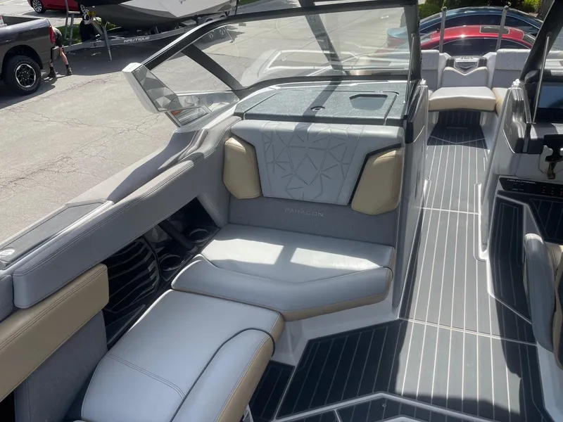 Slide: The Image of 2021 Nautique Super Air Nautique G25 Paragon interior with luxurious seating and sleek design. - 10