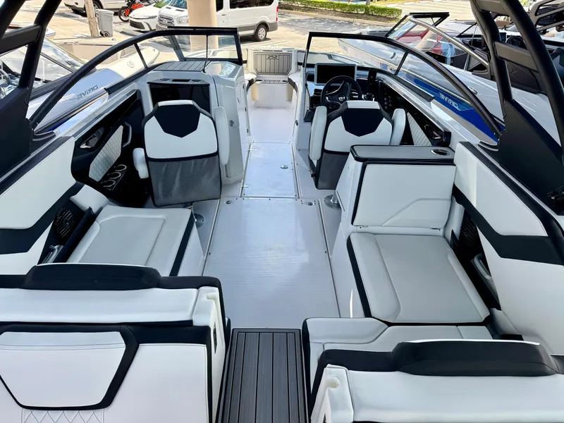 Slide: The Image of 2025 Yamaha Boats 252SD interior with sleek seating and modern design. - 8