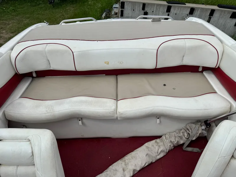 Slide: The Image of Dashboard of a 1998 Larson 195 boat with gauges and a Mark-5x fishfinder. - 8