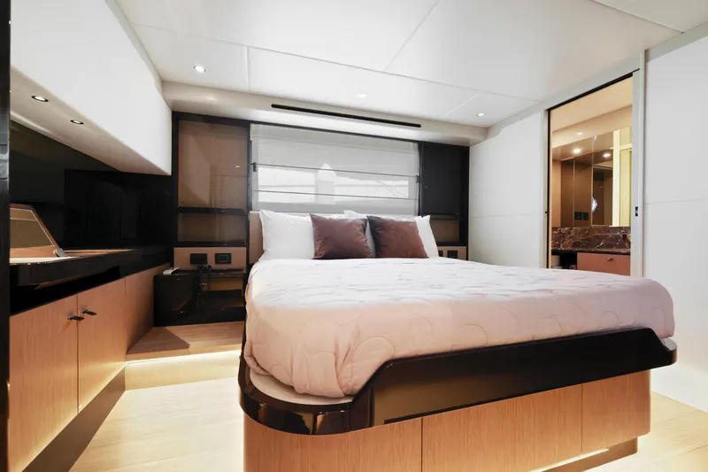 Slide: The Image of Luxurious bedroom interior of 2024 Absolute 60 Fly Co Ownership yacht. - 43