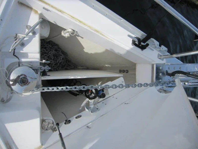 Slide: The Image of Anchor chain and locker on a 2024 Catalina 385 sailboat. - 53