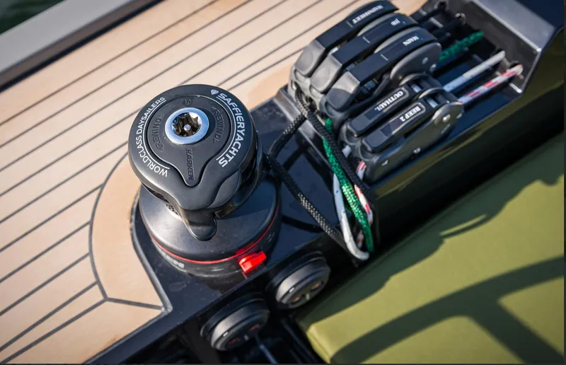 Slide: The Image of Close-up of 2023 Saffier 33 Life yacht deck with winch and control lines. - 7