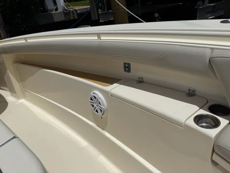 Slide: The Image of Luxurious seating on 2019 Scout 420 LXF boat, featuring elegant design and premium materials. - 43