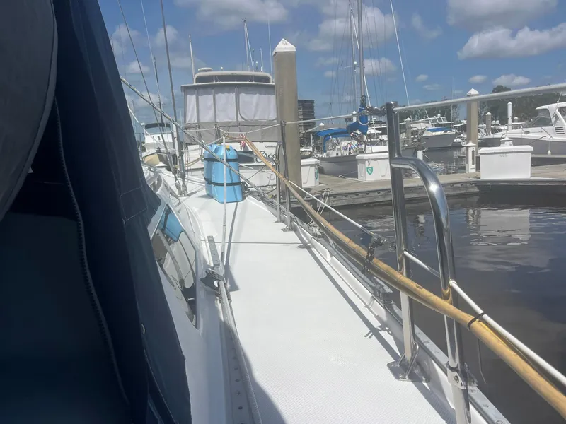 Slide: The Image of Sailboat docked at marina, Catalina 42 MkII, 1999 model, sunny day with blue skies. - 9