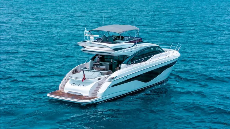 Slide: The Image of Luxury Princess S62 yacht cruising on clear blue ocean waters, 2021 model. - 0