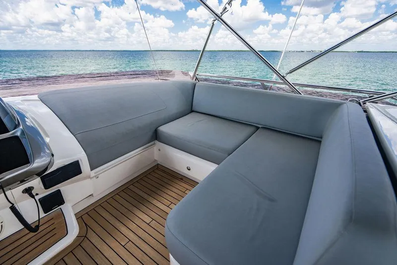 Slide: The Image of Luxurious seating area on 2021 Princess S62 yacht with ocean view. - 19