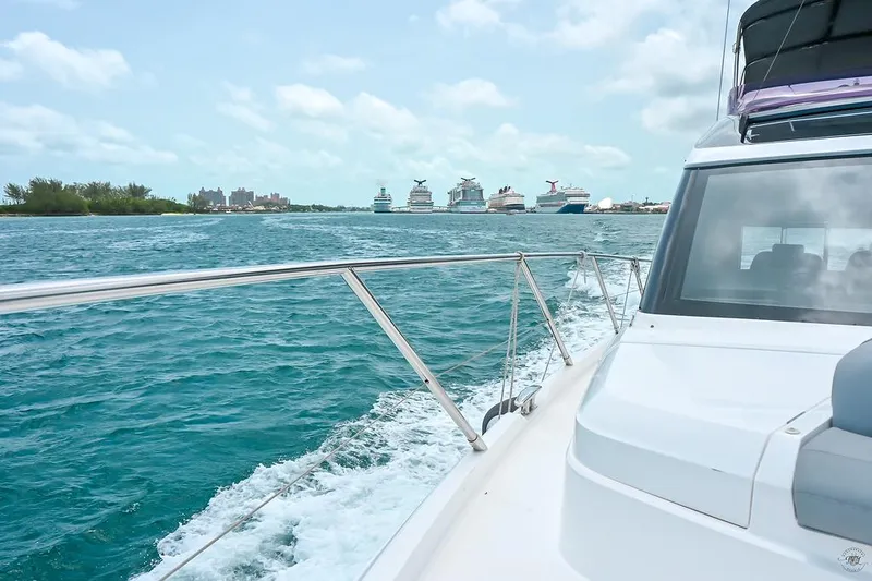 Slide: The Image of Luxury Princess S62 yacht cruising on blue ocean waters, 2021 model. - 29