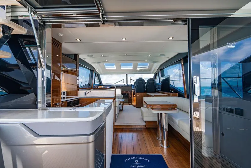 Slide: The Image of Luxurious interior of 2021 Princess S62 yacht with modern design and wooden flooring. - 39