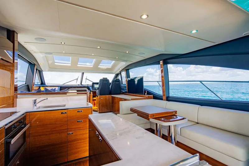 Slide: The Image of Luxurious interior of 2021 Princess S62 yacht with modern kitchen and seating area. - 41