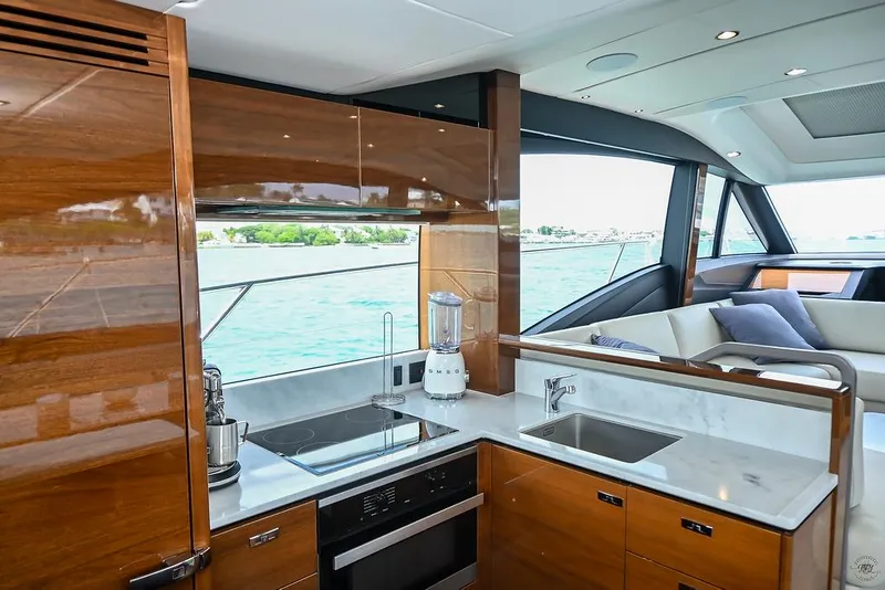 Slide: The Image of Luxurious kitchen interior of 2021 Princess S62 yacht with modern appliances and sleek design. - 46