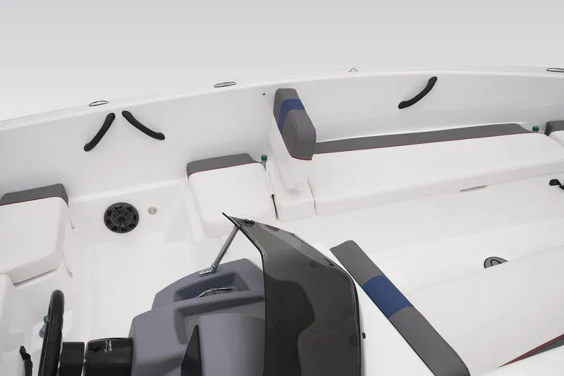 Slide: The Image of 2023 Tahoe T18 boat interior with seating and steering console. - 31