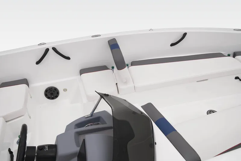 Slide: The Image of 2023 Tahoe T18 boat interior with seating and steering console. - 32