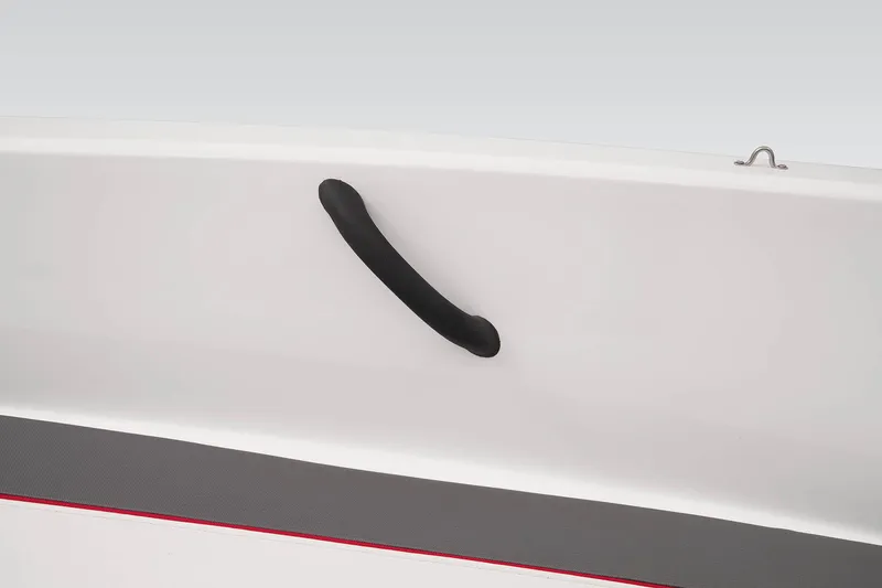 Slide: The Image of 2023 Tahoe T18 boat side view with black handle and sleek design. - 35