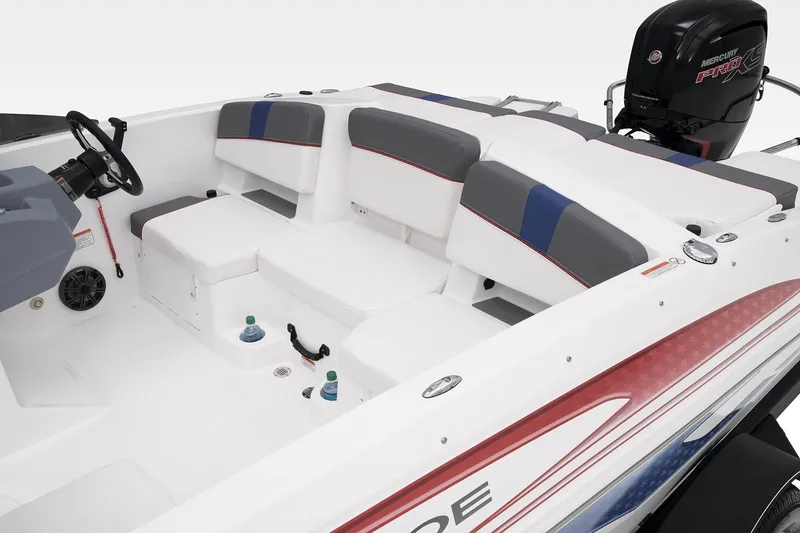 Slide: The Image of 2023 Tahoe T18 boat interior with cushioned seating and modern design. - 45