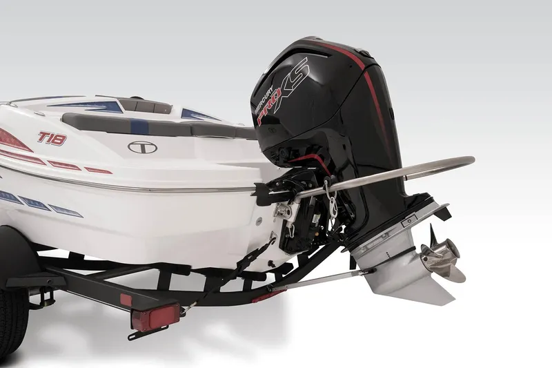 Slide: The Image of 2023 Tahoe T18 boat with powerful outboard motor on trailer. - 51